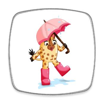 Lina la girafe sous la pluie - Magnet carré - blanc - Devant