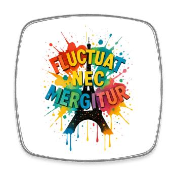 Paris Fluctuat Nec Mergitur Tour Eiffel Colorée - Magnet carré - blanc - Devant
