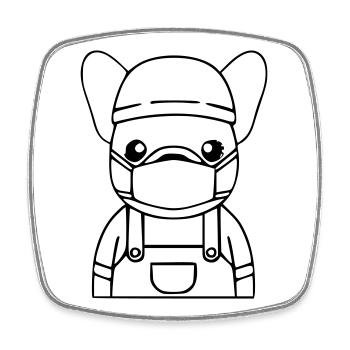 Masque Frenchie Doctor Care - Magnet carré - blanc - Devant