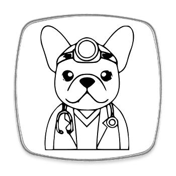 Profil du stéthoscope Frenchie Doctor - Magnet carré - blanc - Devant