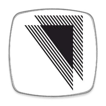Bandes géométriques diagonales en noir - Magnet carré - blanc - Devant