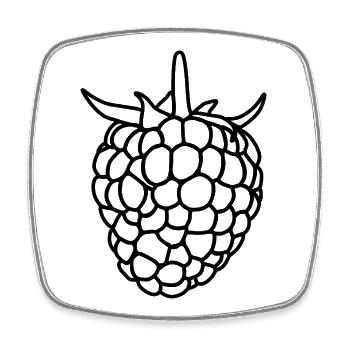 Raspberry Silhouette - Square fridge magnet - white - Front