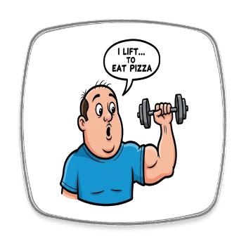 Pizza Lift Cartoon-Tee - Viereckiger Kühlschrankmagnet - Weiß - Vorne