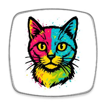 Cat Pop Art – Wildstyle Splatter Graffiti Streetw - Viereckiger Kühlschrankmagnet - Weiß - Vorne