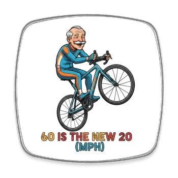 60 Is The New 20 MPH Cycling Sticker - Square fridge magnet - white - Front