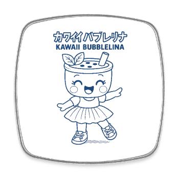 Kawaii Bubblelina - Neon Blue - Square fridge magnet - white - Front