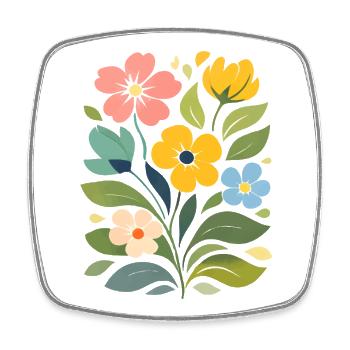 Colorful Flowers Illustration Floral Nature Motif - Square fridge magnet - white - Front