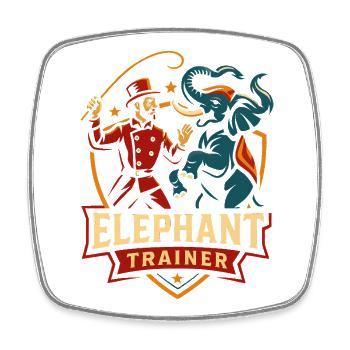 Cirque drôle d’entraînement d’éléphants d’éléphants - Magnet carré - blanc - Devant