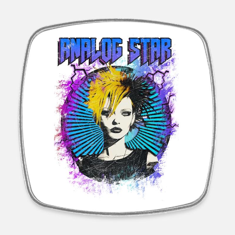 Analog Star - Magnet carré - blanc