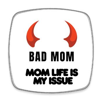 Red Horns Silhouette - Square fridge magnet - white - Front