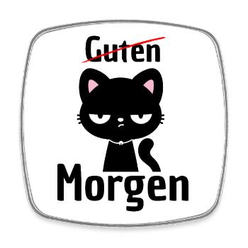 KEIN GUTEN MORGEN, MORGENMUFFEL! LUSTIGER SPRUCH - Viereckiger Kühlschrankmagnet - Weiß - Vorne