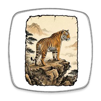 Tiger Asiatisch Wald - Viereckiger Kühlschrankmagnet - Weiß - Vorne