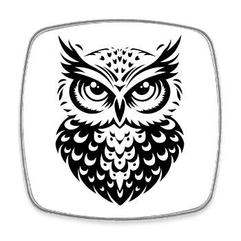 Hibou - Magnet carré - blanc - Devant