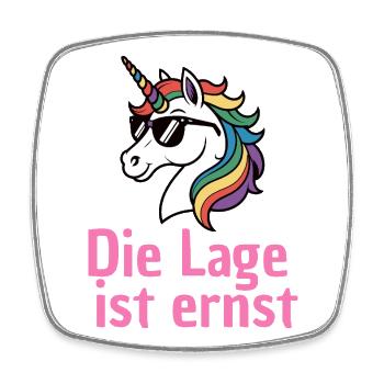 LAGE IST ERNST, COOLES EINHORN! LUSTIGER SPRUCH - Viereckiger Kühlschrankmagnet - Weiß - Vorne