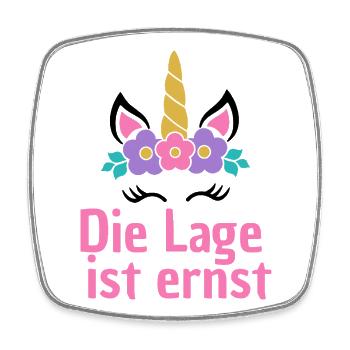 LAGE IST ERNST, COOLES EINHORN! LUSTIGER SPRUCH - Viereckiger Kühlschrankmagnet - Weiß - Vorne