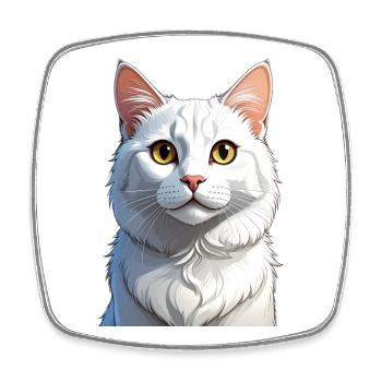 White Cat - Square fridge magnet - white - Front