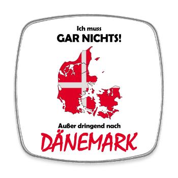Dänemark Karte mit Flagge und Spruch - Viereckiger Kühlschrankmagnet - Weiß - Vorne