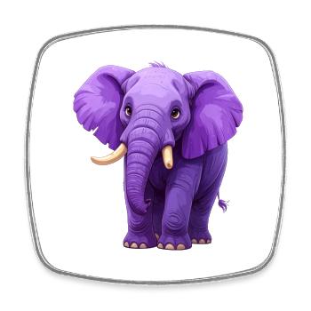purple elephant - Square fridge magnet - white - Front
