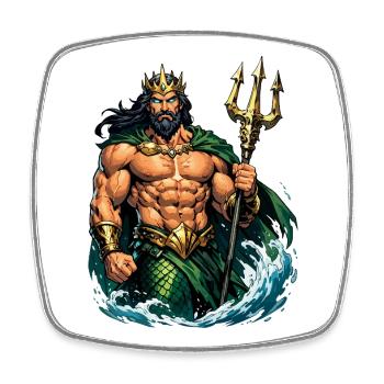 Poseidon King with Trident - Square fridge magnet - white - Front