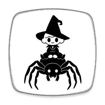 Cute Witch Rides Spider Halloween Motif - Square fridge magnet - white - Front