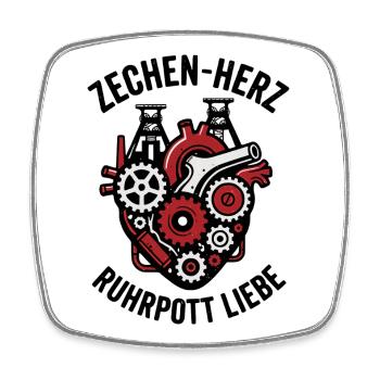 Zechen Herz, Ruhrpott Shirt, Hoodie, Tasche, Tasse - Viereckiger Kühlschrankmagnet - Weiß - Vorne