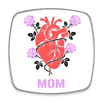 Anatomical Heart Roses Mom - Square fridge magnet - white - Front