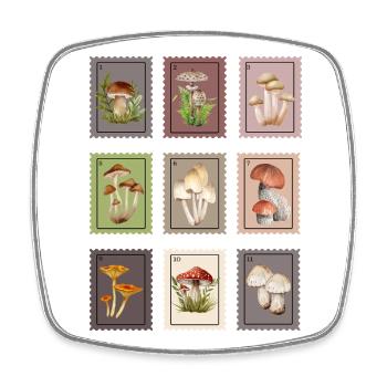 Pilz Design  - Viereckiger Kühlschrankmagnet - Weiß - Vorne