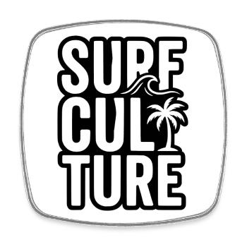 T-shirt de Surfer, sac, sweat à capuche, tasse, casquette - Magnet carré - blanc - Devant