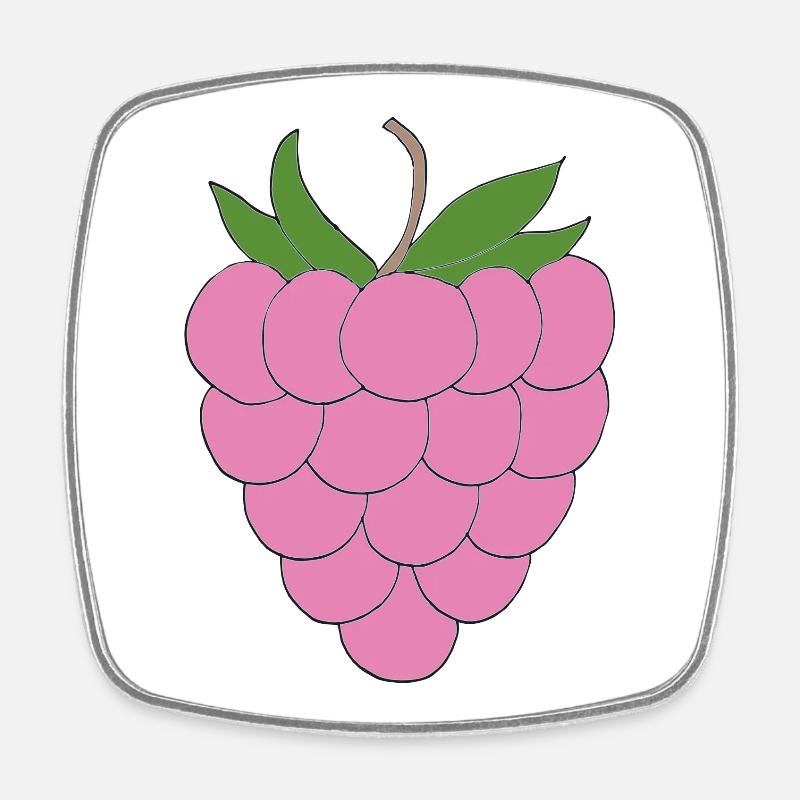 Pink Raspberry Illustration - Square fridge magnet - white