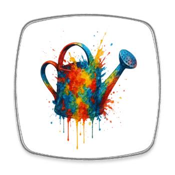 Watercolor Watering Can: Colorful Gardening - Square fridge magnet - white - Front