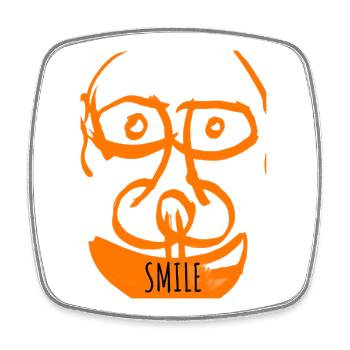 Orange Doodle Smile - Square fridge magnet - white - Front