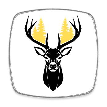 Deer Head Forest Silhouette - Square fridge magnet - white - Front