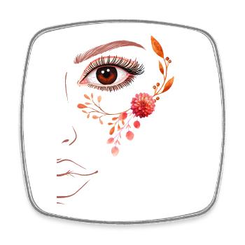 Boho Line Art Floral Design - Square fridge magnet - white - Front