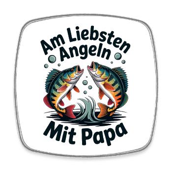 Angeln Mit Papa – Vater & Fische - Viereckiger Kühlschrankmagnet - Weiß - Vorne