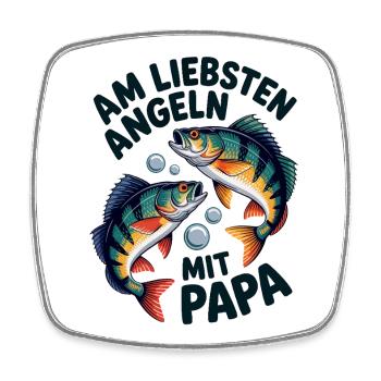 Angeln mit Papa Fischduo - Viereckiger Kühlschrankmagnet - Weiß - Vorne