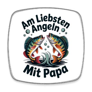 Am Liebsten Angeln Mit Papa - Viereckiger Kühlschrankmagnet - Weiß - Vorne