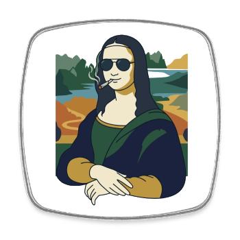 Mona Lisa raucht lustige Kunst - Viereckiger Kühlschrankmagnet - Weiß - Vorne