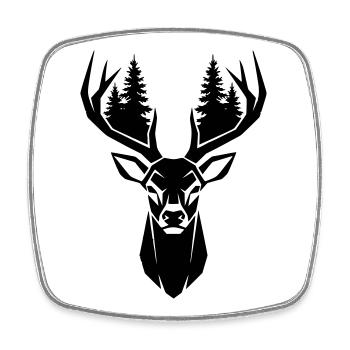 Deer Head Trees Forest Silhouette - Square fridge magnet - white - Front
