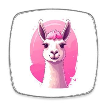 Llama / Alpaca in front of pink - Square fridge magnet - white - Front
