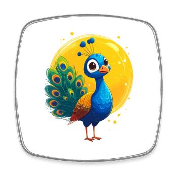 Peacock - Square fridge magnet - white - Front