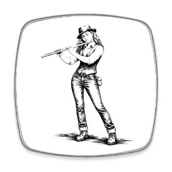 Flûtiste au look vintage - Magnet carré - blanc - Devant
