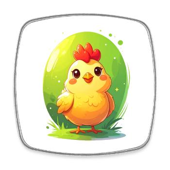 Cute chicken - Square fridge magnet - white - Front