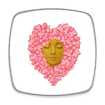Visage fleuri de femme / Illustration de fleurs féminines - Magnet carré - blanc - Devant