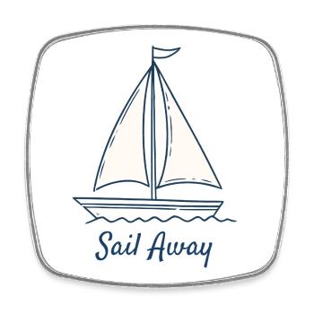 Sail Away Sailing Boat Ocean Minimal Design - Square fridge magnet - white - Front
