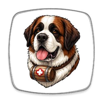 St. Bernard Shirt Dog Lover Gift - Square fridge magnet - white - Front