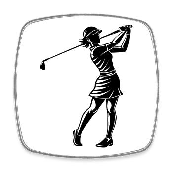 Girl golfer - Square fridge magnet - white - Front