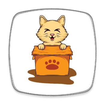 Cat Laugh Box - Square fridge magnet - white - Front