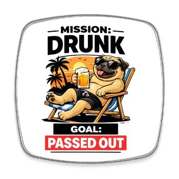 Sunset Pug Loungeing Beer Tee - Viereckiger Kühlschrankmagnet - Weiß - Vorne