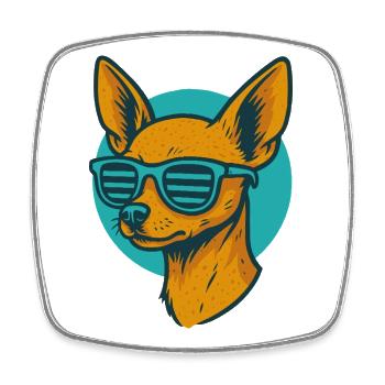 Lunettes de soleil Chihuahua rétro - Magnet carré - blanc - Devant