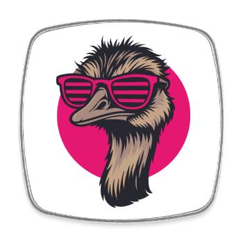 Bouquet with sunglasses, Nandu, Emu - Square fridge magnet - white - Front
